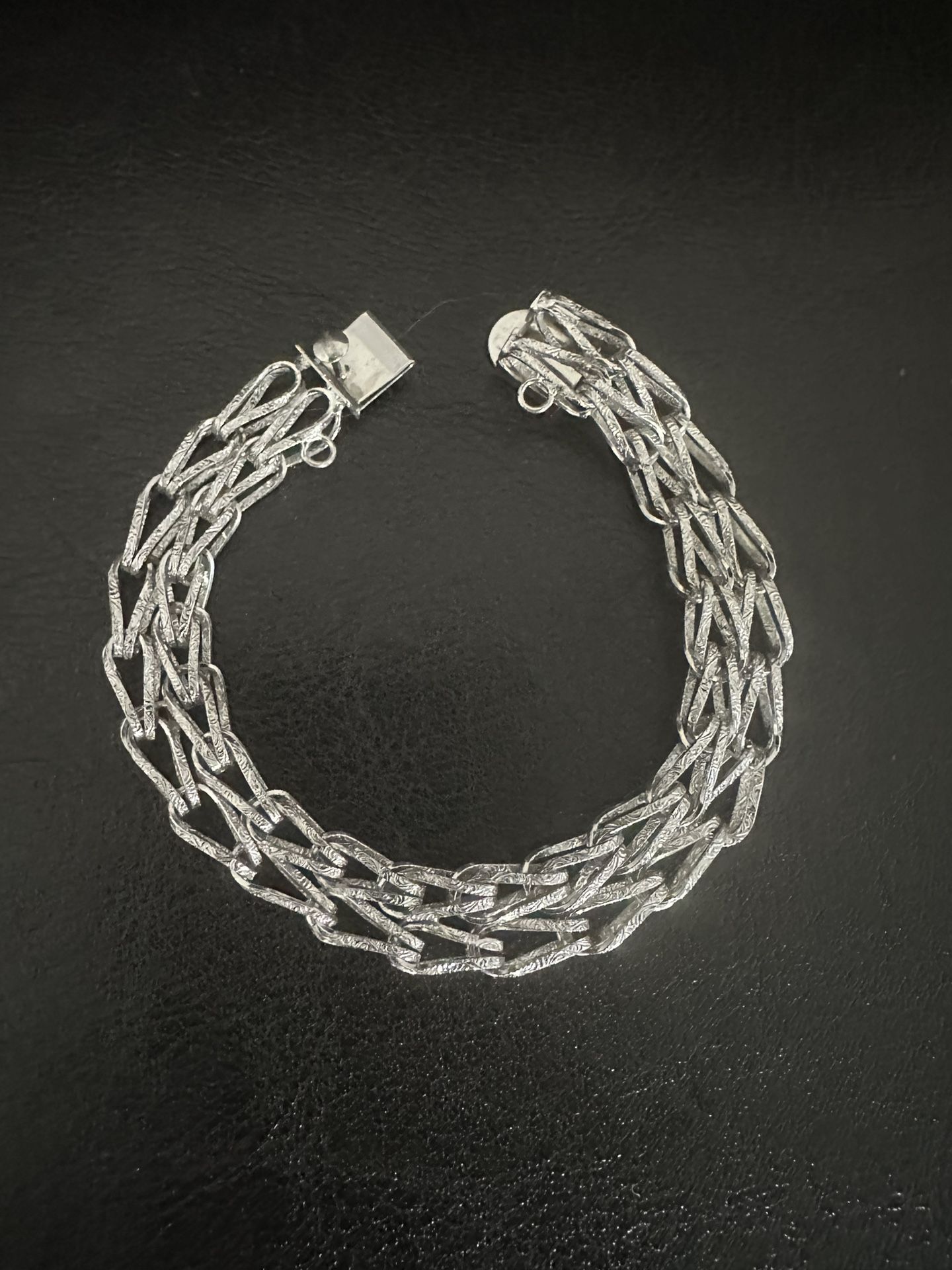 Sterling Silver Double Link-Diamond Cut Bracelet PreOwn