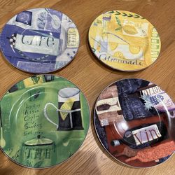 Sakura Bistro Stoneware Set of 4 Naylor Faulkner Salad/Dessert Plates in Box