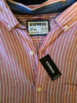 Men's 2xl, NWT, Express button shirt,pink/white