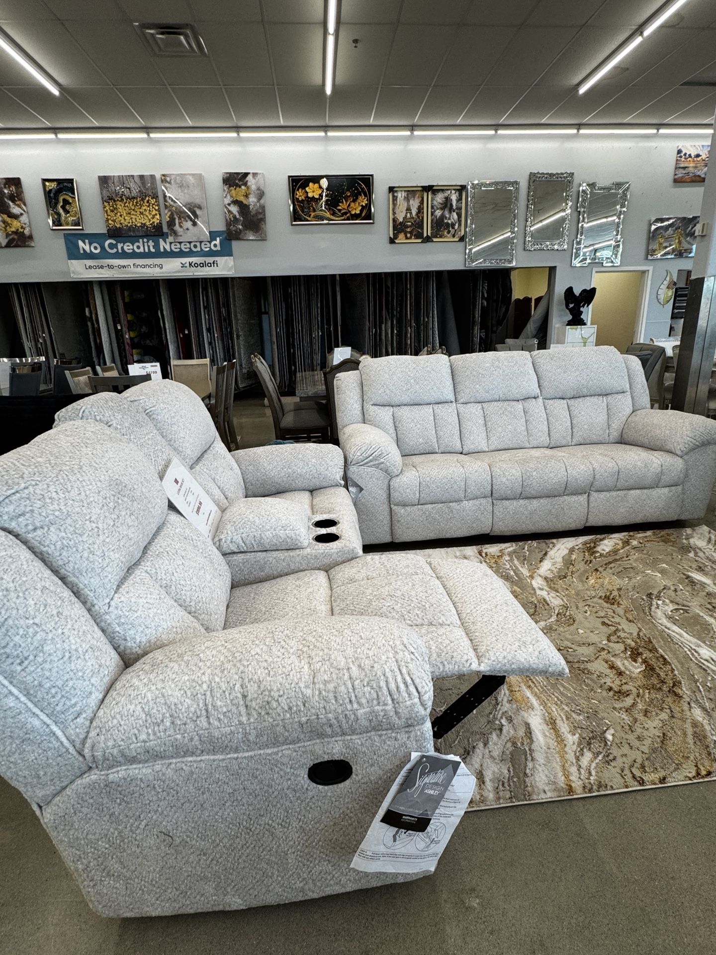 Ashely Manual Recliner Sofa, And Loveseat