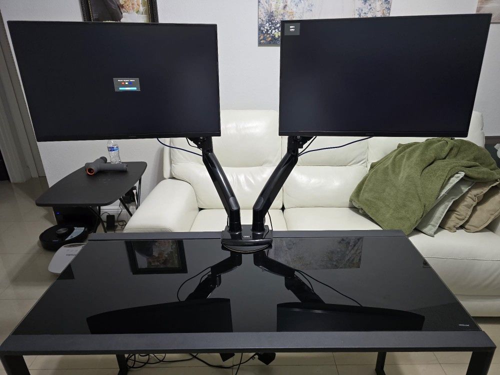 Desktop with two monitors