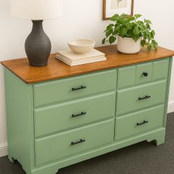 Maple Dresser - Sage Green & Cherry Oak - $450 (Bradenton, FL)