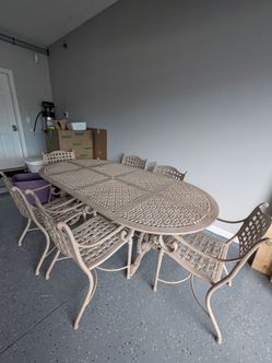 Cast Aluminum Patio Dining Set - Table and 6 Chairs