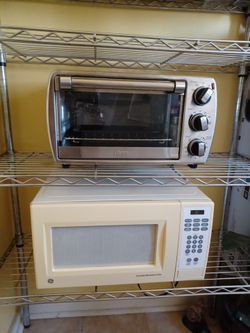 Free toaster oven and microwave has to take both Both In In good condition. Given the number way for free, because I've upgraded If you're still poste