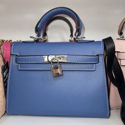 Small Hermes Blue Leather Bag