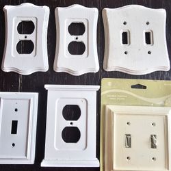 $15.00 - (6) Electrical Switch Wall Plates, Assorted Styles! MidCentury Wood; Metal - (1) New!