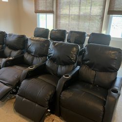9 fully declining theater chairs w/phone charger