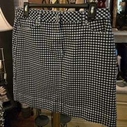 Talbots Womens Black/ White Gingham Plaid Cotton A Line Mini Skirt Size 6 Casual