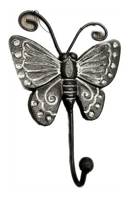 Butterfly hook, jewelry hook, key hook, hat/coat hook, black metal butterfly hook, gothic home decor