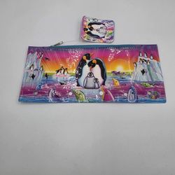 Lisa Frank Zipper Pencil Pouch - Penguins - New with Tags - Holes Punched 2014 