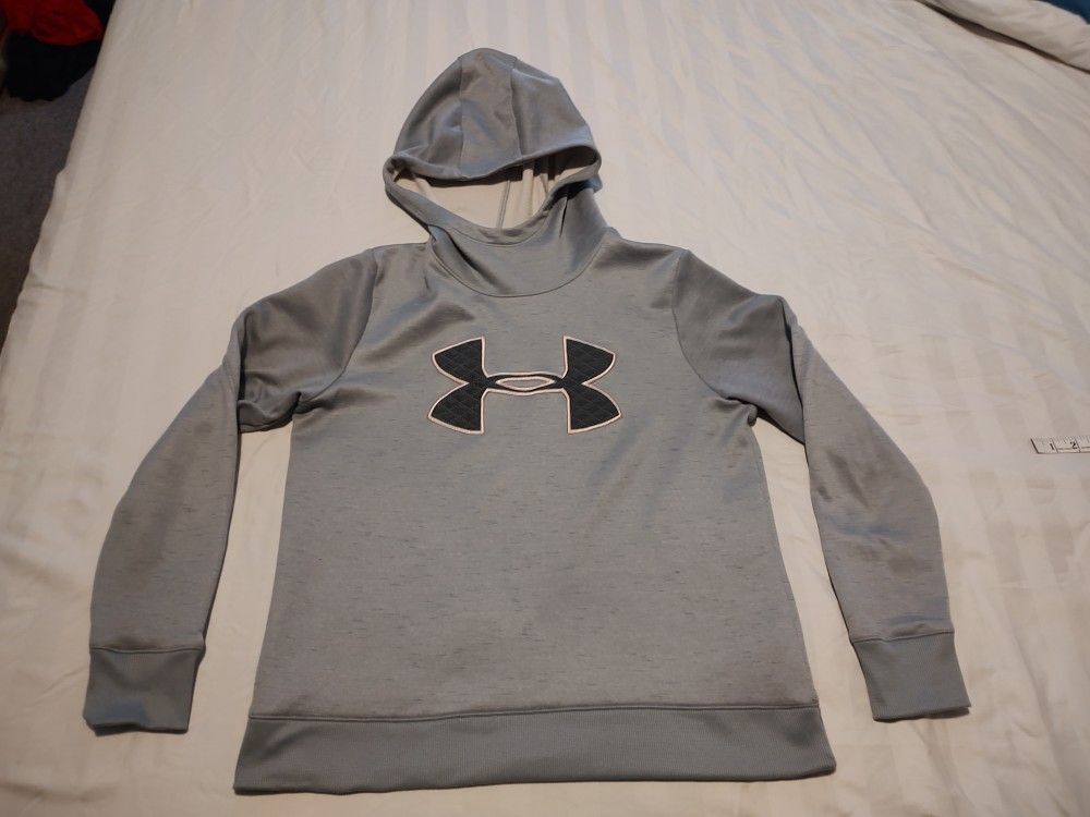 Under Armor Hoodie Pullover Sweatshirt Women's Medium Loose Gray Pink