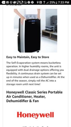 Honeywell portable Air conditioning /Dehumidifier/Heater/Fan