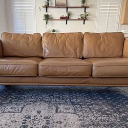 Tan Leather Couch (the “Timber” Sofa By Article)