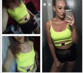 Abardsion Neon Color Buckle Tank Tops Active Wear Women's Summer Crop Top