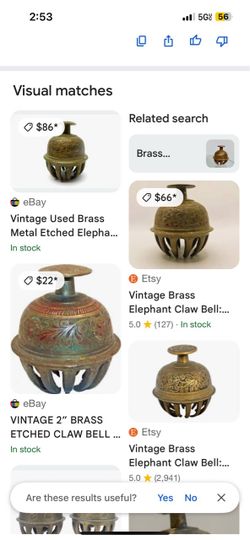 Vintage brass elephant claw 🔔 bell