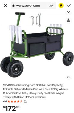 VEVOR Beach Fishing Cart with Rod Holders