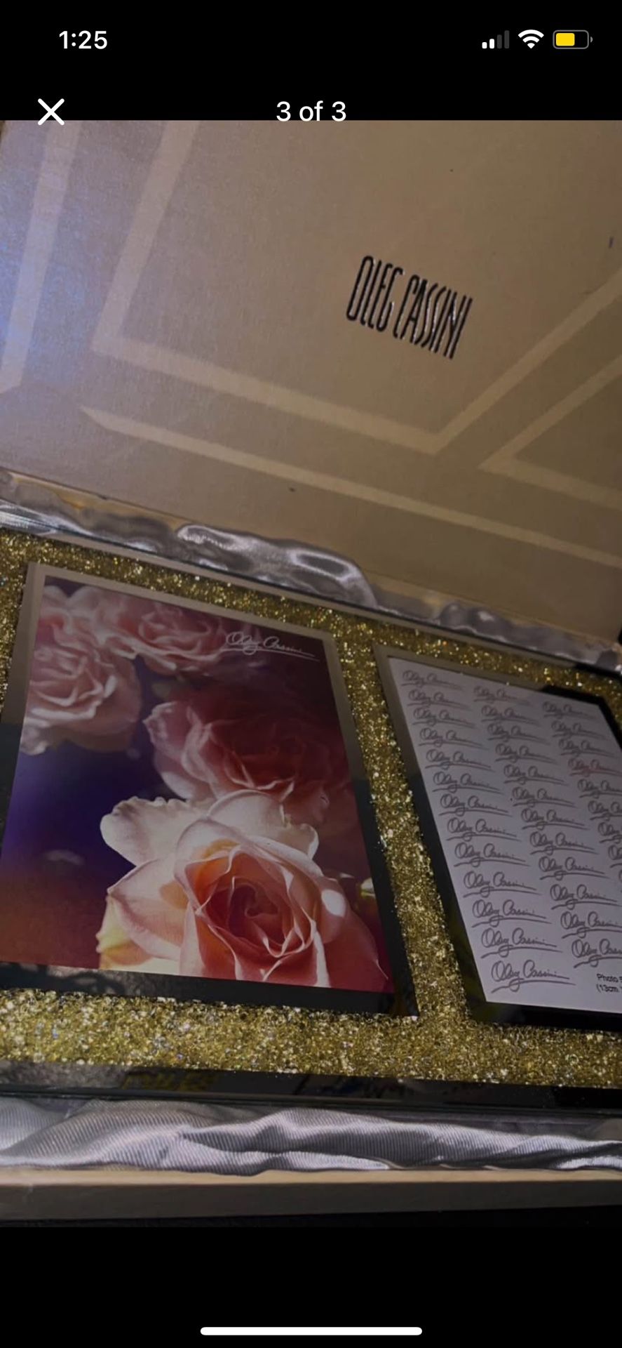 Oleg Cassini Gold Crystal Trimmed Double Picture Frame