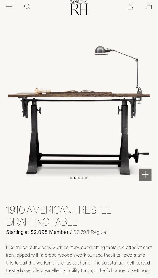 Restoration Hardware RH – 1910 Trestle Drafting Table / Table / Desk (VERY NICE) Priced to Sell