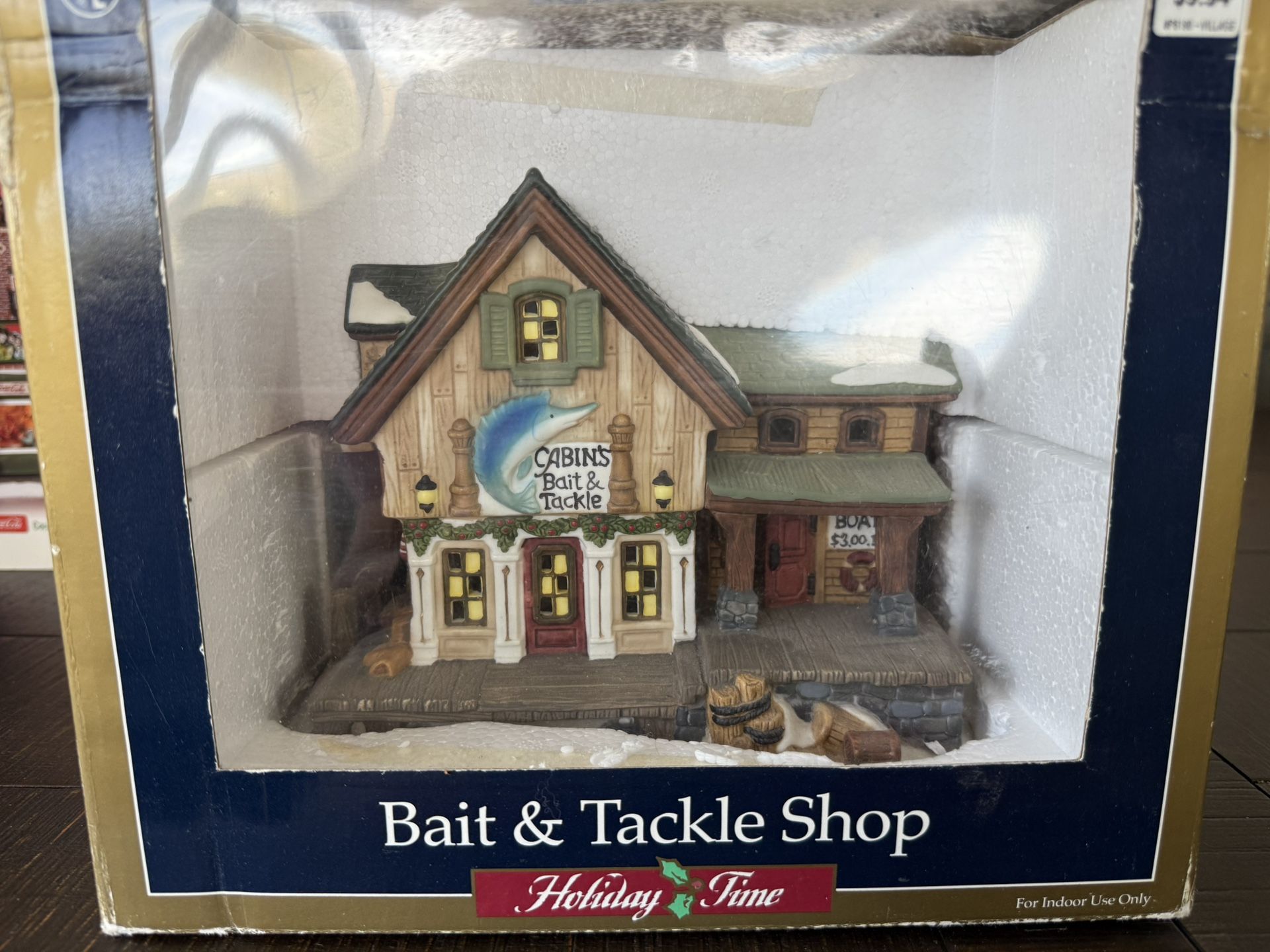 Christmas Village Collectibles ‘Bait and Tackle Shop’ Porcelain Light up