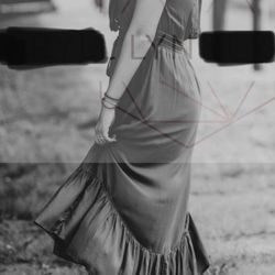 Lucky brand Dress, Button Front, Elastic Waist With Tie