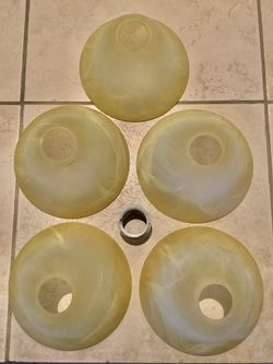 Five Antique Frosted Antique Globes For A Ceiling Light