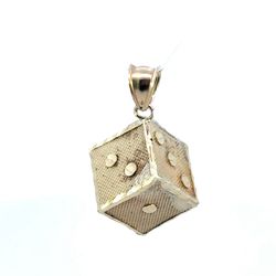 10k Yellow Gold Die Dice Charm Pendant For Necklace GP3122669
