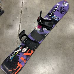 Used Vintage Burton Air 158cm Snowboard With Burton Bindings (Missing Binding Straps)