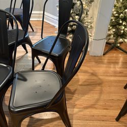 Modern Industrial Metal Dining Chairs – Set of 4