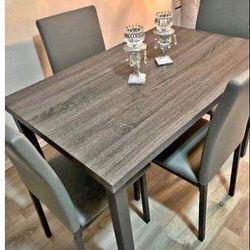 5 PCS GREY BREAKFAST TABLE WITH 4 CHAIRS NEW