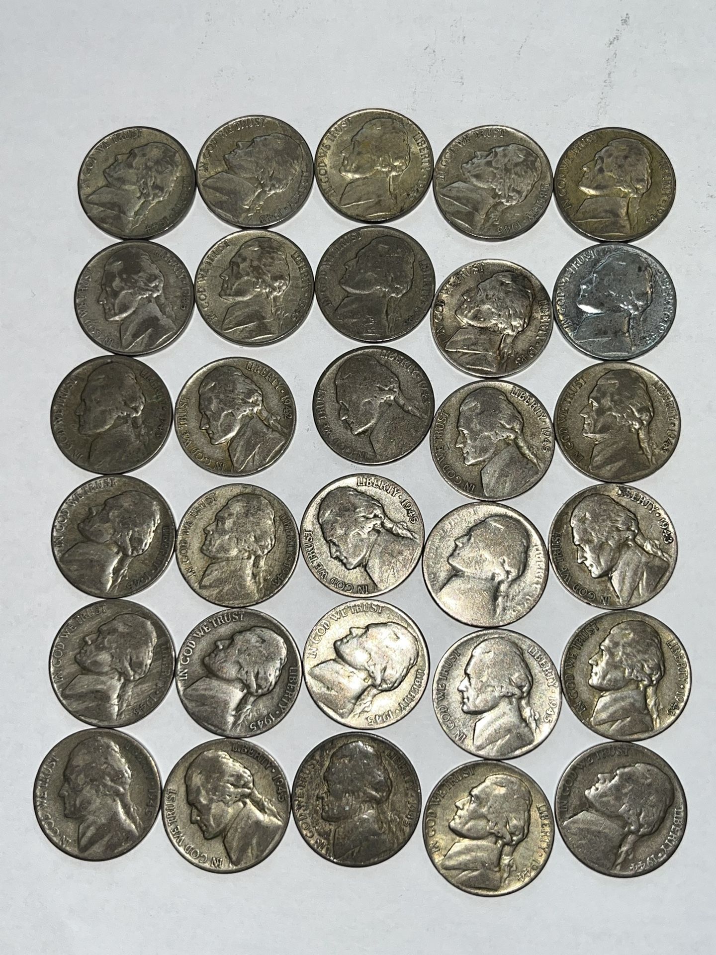 30 Silver War Nickels 