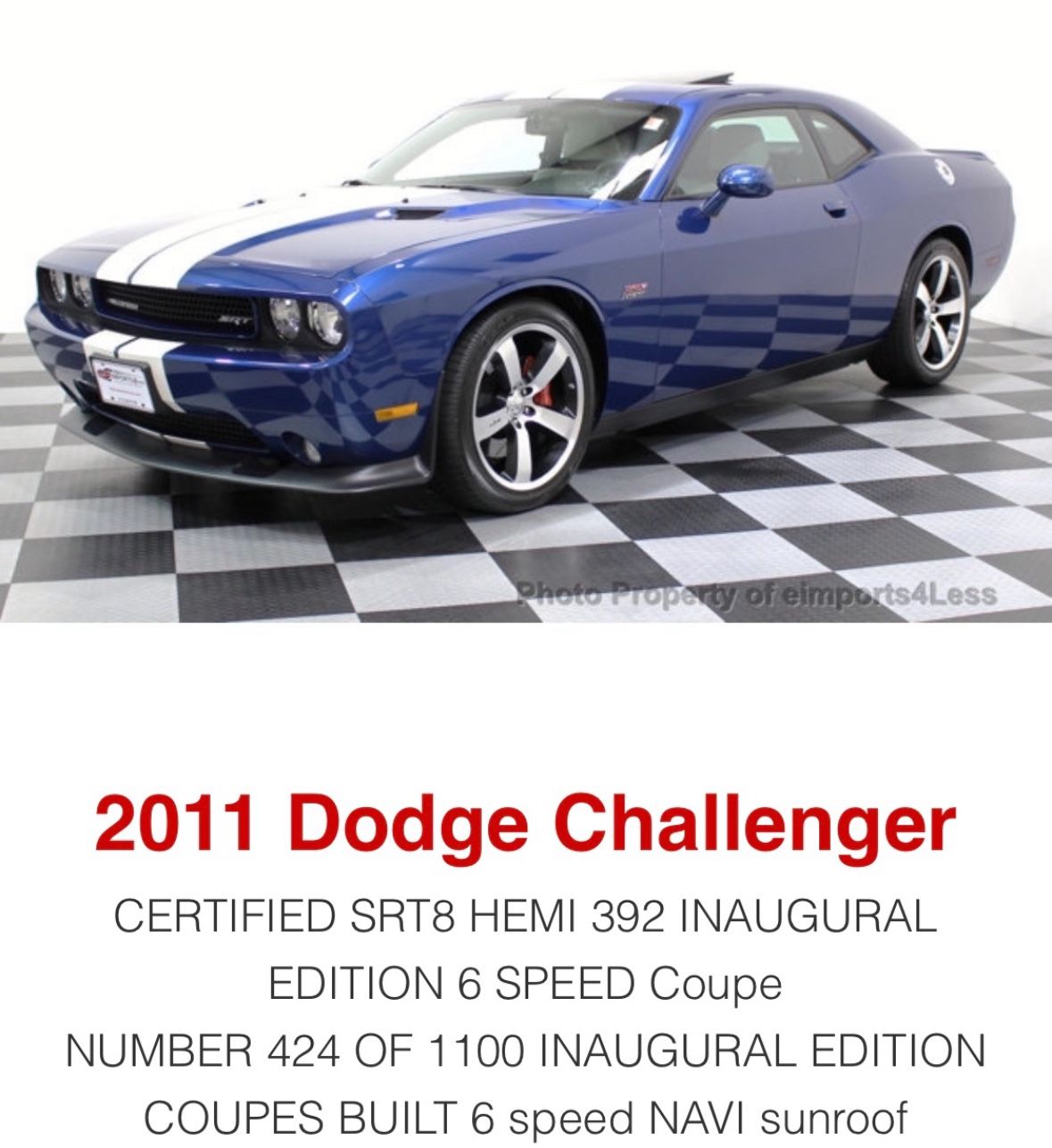 2011 Dodge Challenger SRT8 Inaugural Edition brake pads+ Rotors