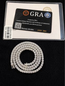 VVS1 D Color Moissanite Tennis Chain – 4mm 26” | S925 Sterling Silver | GRA Certified | No Shade | Brand New