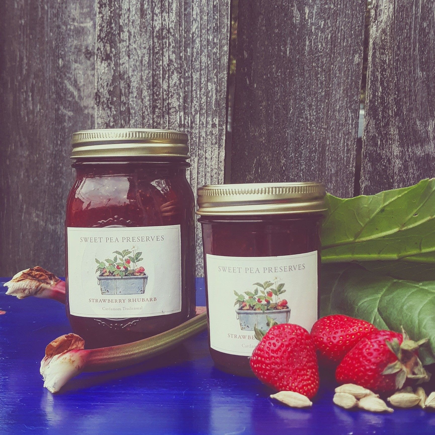 Strawberry rhubarb cardamom jam