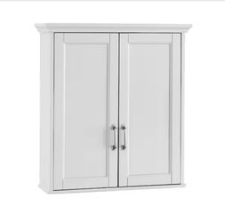 Home Decorators Collection Ashburn 24 in. W x 8 in. D x 27 in. H Bathroom Storage Wall Cabinet in White
