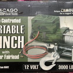 Chicago Electric Portable Winch, 3000 LB  Capacity