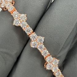 Clover Tennis Chain 3mm 7.5inches Rose Gold Over Silver