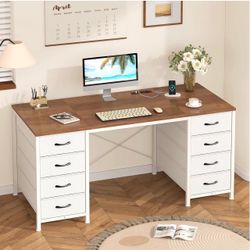 50 Inch Computer Desk with 8 Drawers for Home Office, Bedroom, Living Room