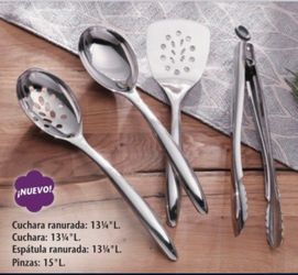 Set De 4 Utensilios De Acero Inoxidable