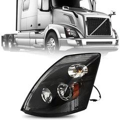 Black Reflective Led Headlight Fit For 2015-2017 Volvo VNL Semi Truck,Replacement Headlights Set - Driver Side(2015-2017 VNL BLACK REFLECTIVE, Left)  