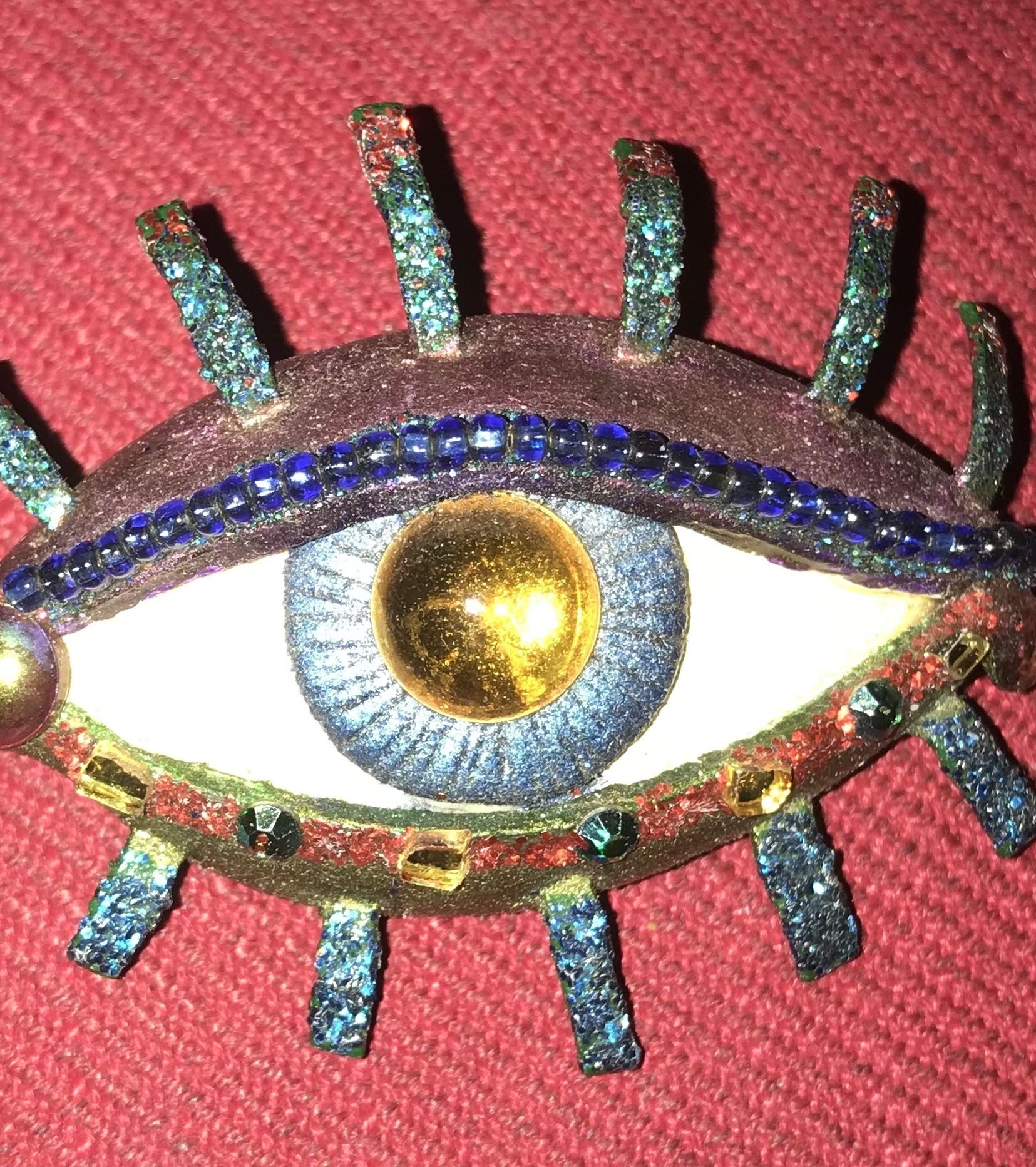 Handmade Bejeweled Eye Pin