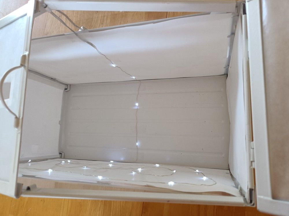 Large Card Box with Slot, doors and fairy light inside
Condition is Used - Good
Comes with lock and key. I covered the inside with translucent wax p