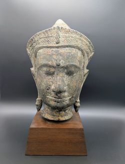 Vintage Cambodian Khmer Bronze Buddha Head