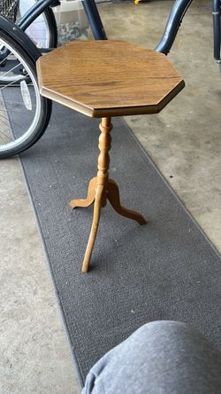 Antique Octagonal Wood Pedestal Side Table