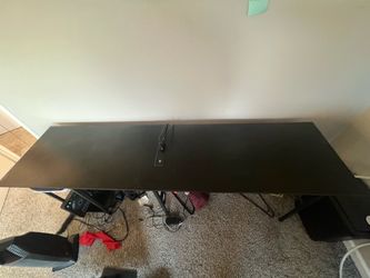Black Computer Desk with Power Outlet and Shelves