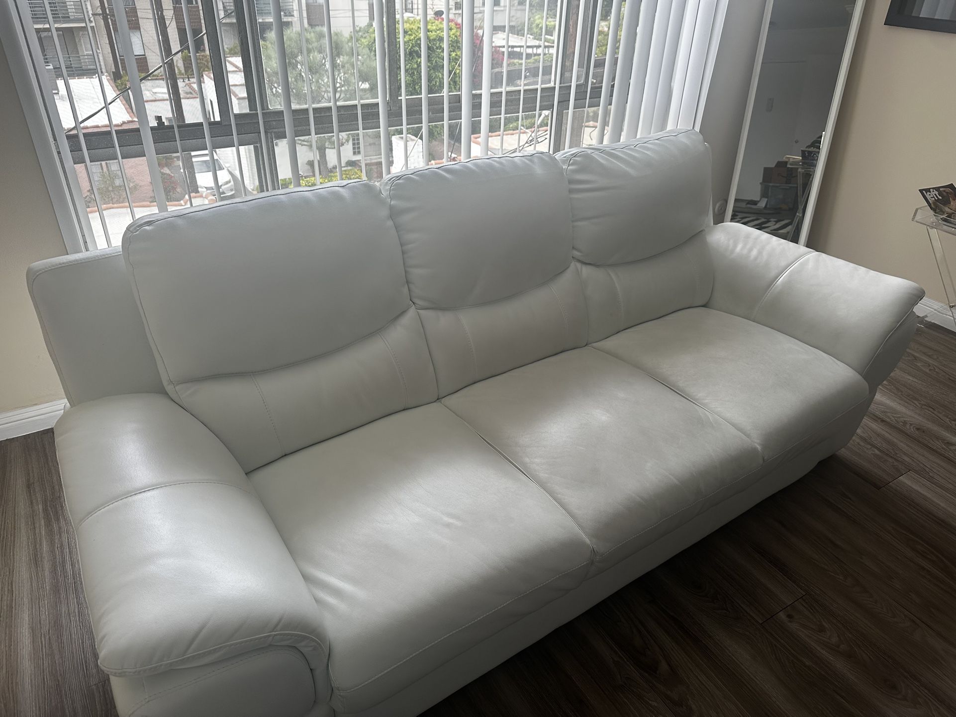 White Leather Couch 