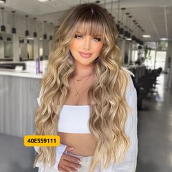 26" Ombre Blonde Wavy Wig for Women Daily Party Cosplay #40E559111