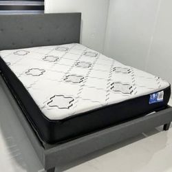 Bed Frame Gray Full Size New (Mattress Sale For Separated )