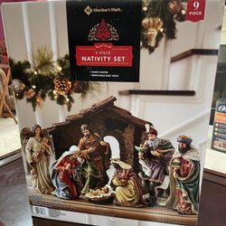 9 Piece Nativity set up at nine piece