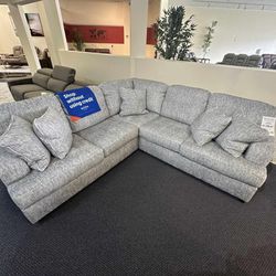 Playwrite Gray L Shaped Cozy Sectional Sofa