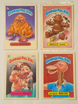 (4) VINTAGE 1986 TOPPS . GARBAGE PAIL KIDS CARD LOT .